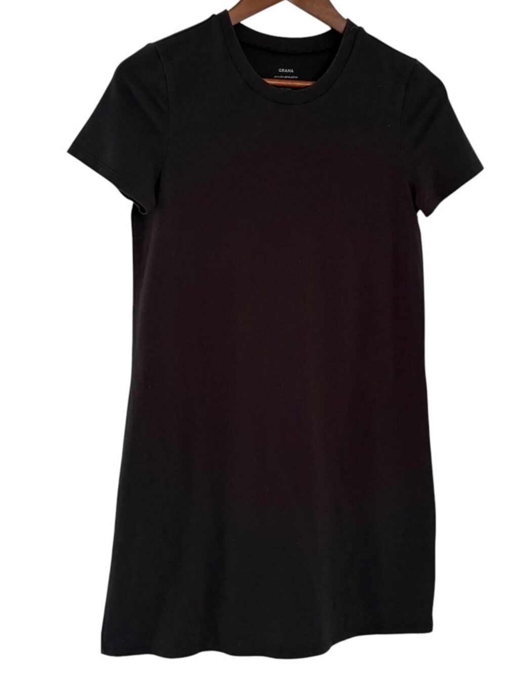 Grana Peruvian Pima Cotton T Shirt Dress XXS Black Short Sleeve Minimalist
